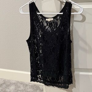 Lush Black Floral Lace Tank Top